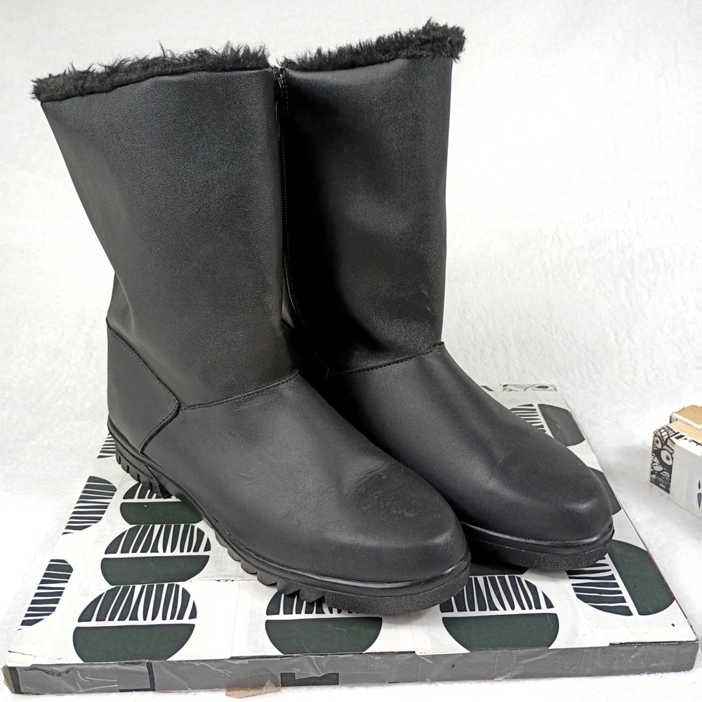 Toe‎ Warmers Womens Black Winter Boots T98836 Faux Fur Lined Mid Calf Size 11 M